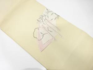 絽紗　地紙に藤模様　刺繍　名古屋帯